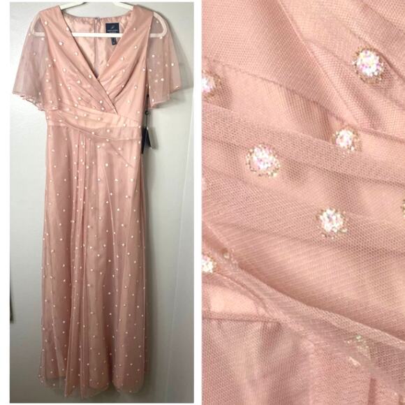 NWT ADRIANNA PAPELL DRESS GOWN 4 PINK FORMAL EVENING WEDDING GUEST BRIDESMAID - Picture 2 of 16